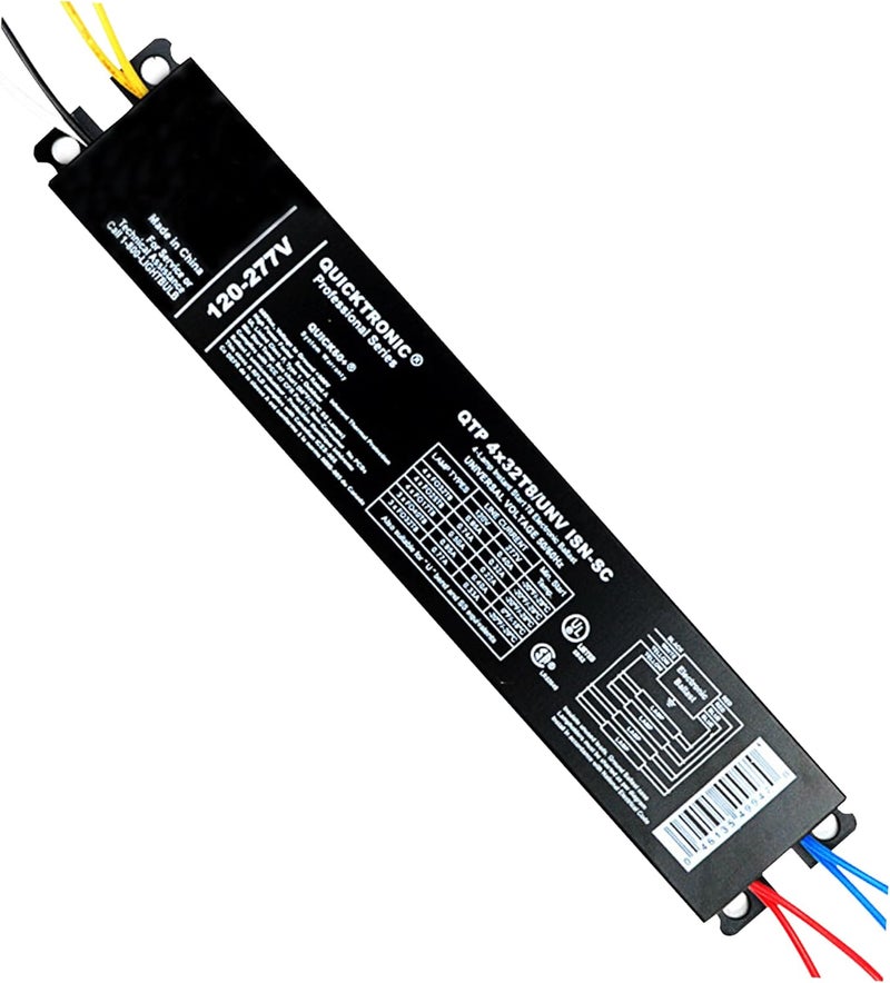 OHLECTRIC Replacement for Sylvania Ballast QTP4X32T8/UNV ISN-SC, Philips ICN-4P32-N, Keystone KTEB-432-UV-IS-N-P, for 4 Fluorescent T8 Lamps - 120-277V - 32 Watt - Image 1